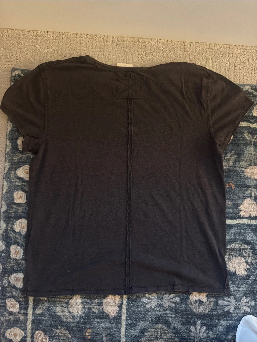 Free People Charcoal Short Sleeve Crewneck Tee